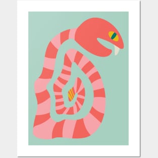 SNAKE EYES Striped Graphic Rattlesnake with Big Fang - UnBlink Studio by Jackie Tahara Posters and Art